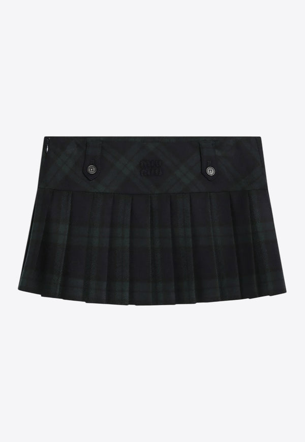 Miu Miu Tartan Check Pleated Wool Mini Skirt Multicolor MG2534OOO17V7/R_MIU-F0D3Z