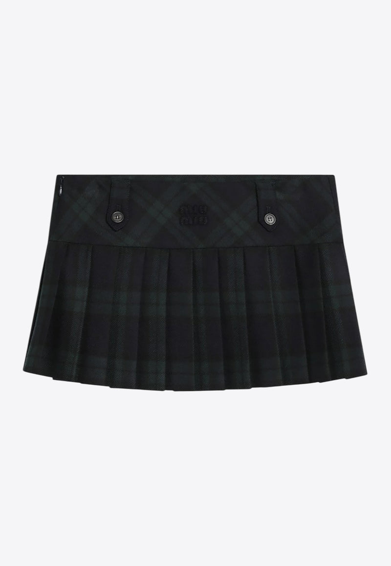 Miu Miu Tartan Check Pleated Wool Mini Skirt Multicolor MG2534OOO17V7/R_MIU-F0D3Z