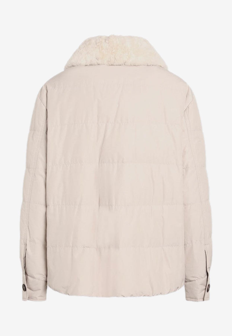 Brunello Cucinelli Fur-Collar Puffer Jacket Gray MG5017688PL/R_CUCIN-C7958