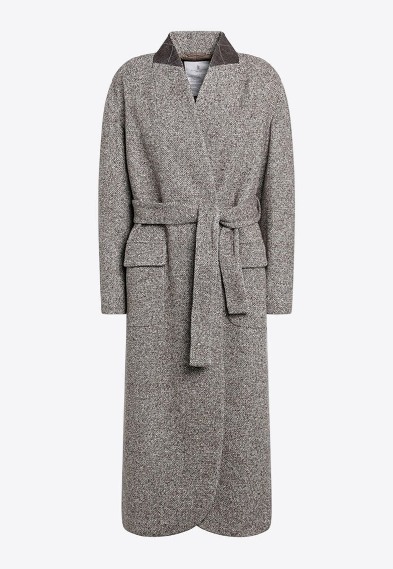 Brunello Cucinelli Wool-Blend Belted Coat Gray MG5319932WO/R_CUCIN-C6321