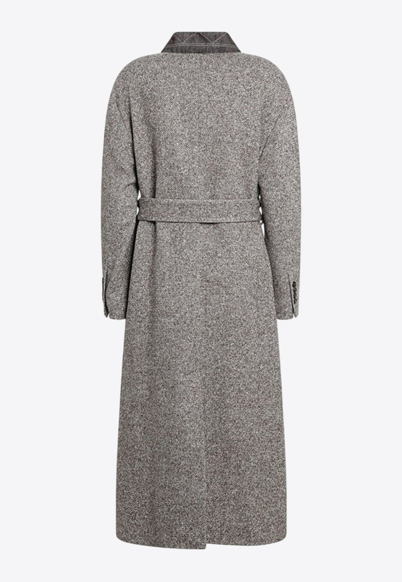 Brunello Cucinelli Wool-Blend Belted Coat Gray MG5319932WO/R_CUCIN-C6321