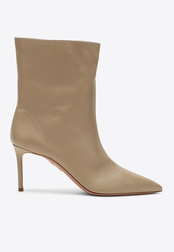 Aquazzura 90 Pointed-Toe Leather Ankle Boots