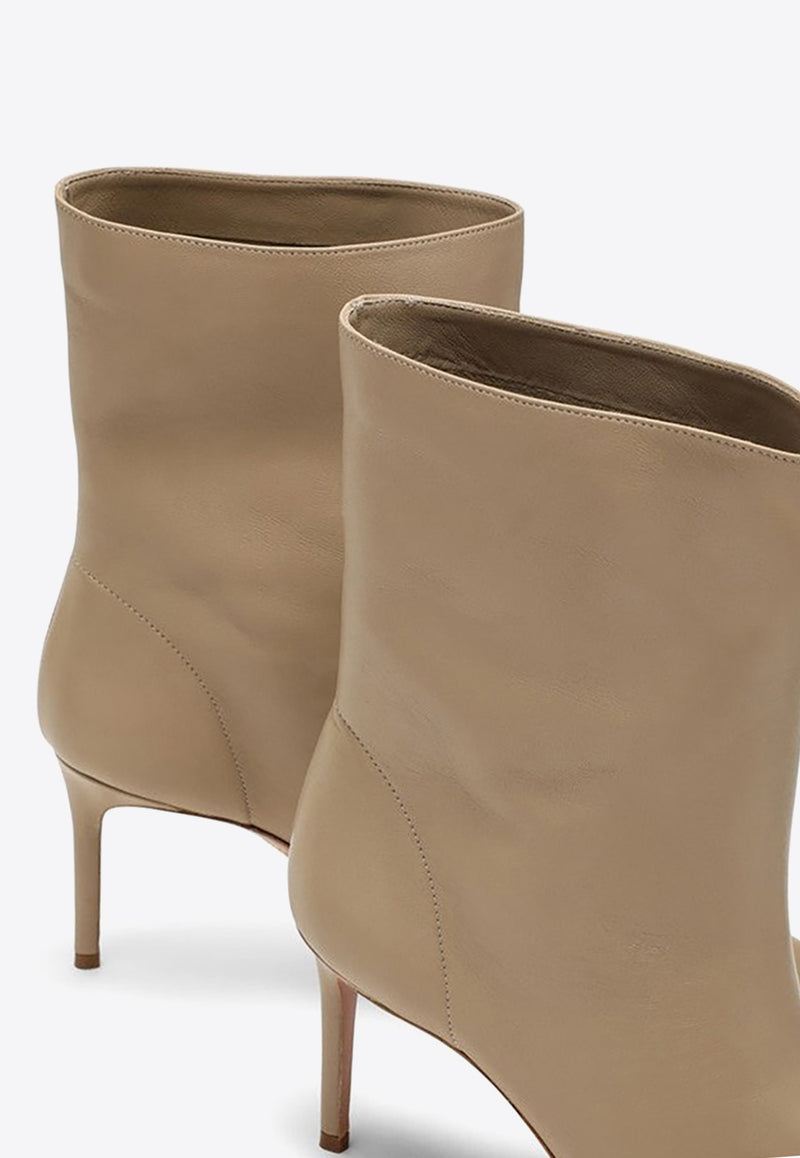 Aquazzura 90 Pointed-Toe Leather Ankle Boots