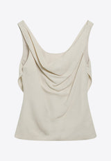 Brunello Cucinelli Draped Sleeveless Top  Cream MH126TR31VI/S_CUCIN-C579