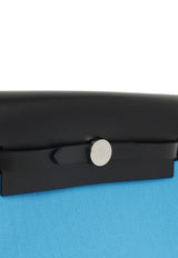 Mini Herbag Zip 20 in Bleu Riviera Toile and Noir Hunter Leather with Palladium Hardware