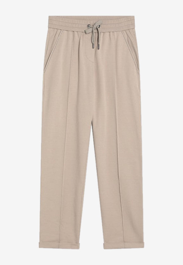 Brunello Cucinelli Monili Embellished Track Pants Beige MH827FB799CO/R_CUCIN-C4274