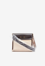Mini Herbag Zip 20 in Ecru Toile and Ebene Hunter Leather with Gold Hardware