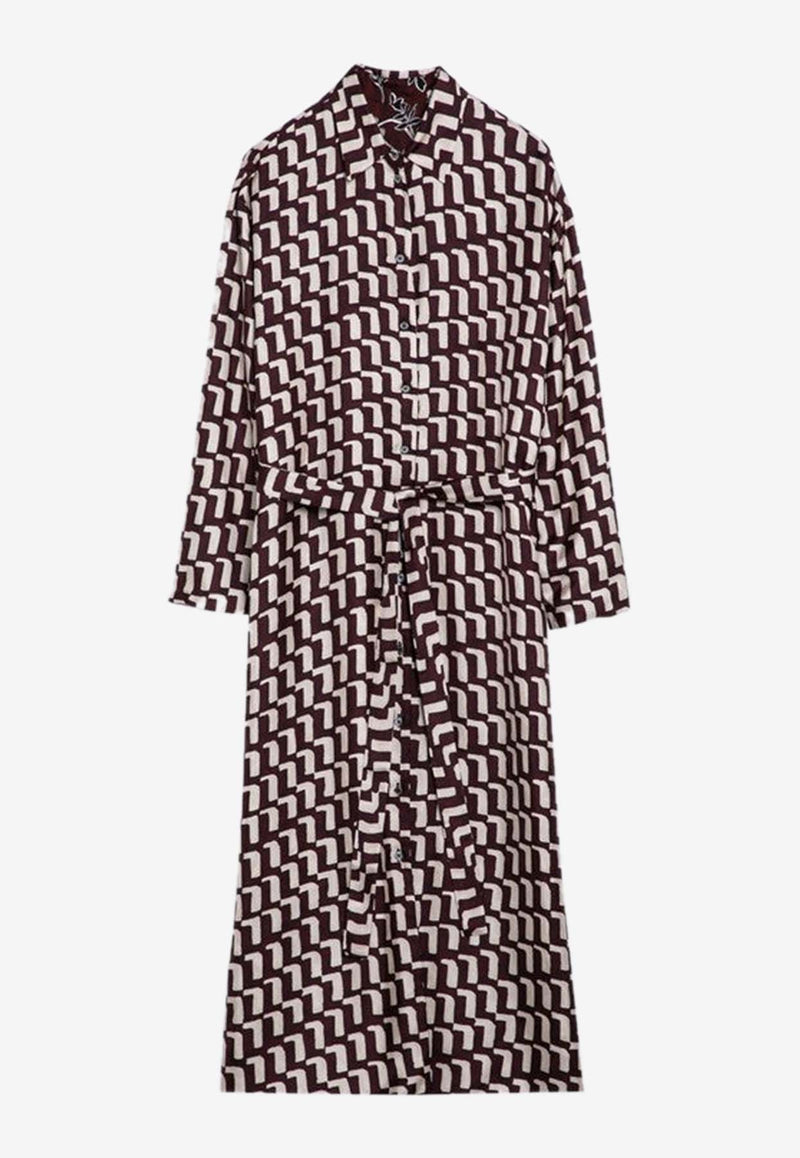 S Max Mara Micaela Reversible Printed Midi Dress Bordeaux MICAELAVI/P_MAXT-001