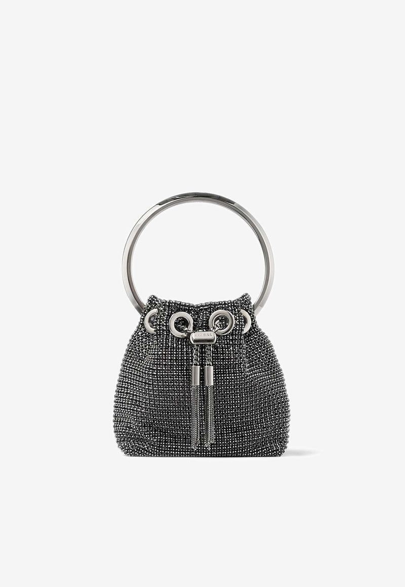 Jimmy Choo Micro Bon Bon Crystal Mesh Top Handle Bag MICRO BON BON BXW BLACK Black