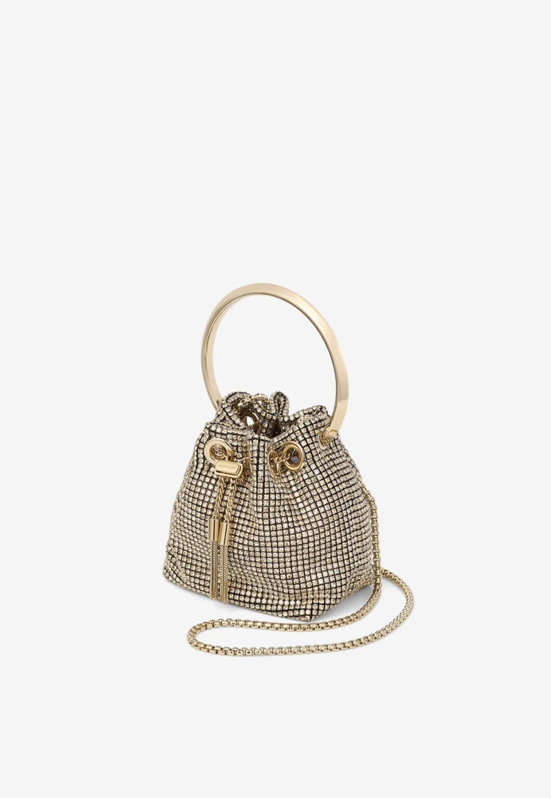 Jimmy Choo Micro Bon Bon Crystal Mesh Top Handle Bag MICRO BON BON BXW CHAMPAGNE/LIGHT GOLD Champagne