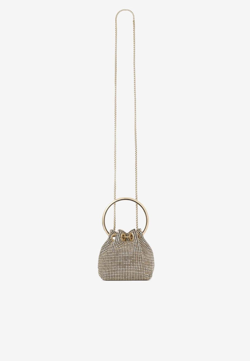 Jimmy Choo Micro Bon Bon Crystal Mesh Top Handle Bag MICRO BON BON BXW CHAMPAGNE/LIGHT GOLD Champagne