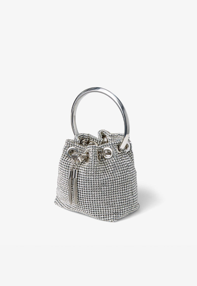 Jimmy Choo Micro Bon Bon Crystal-Embellished Top Handle Bag MICRO BON BON BXW SILVER