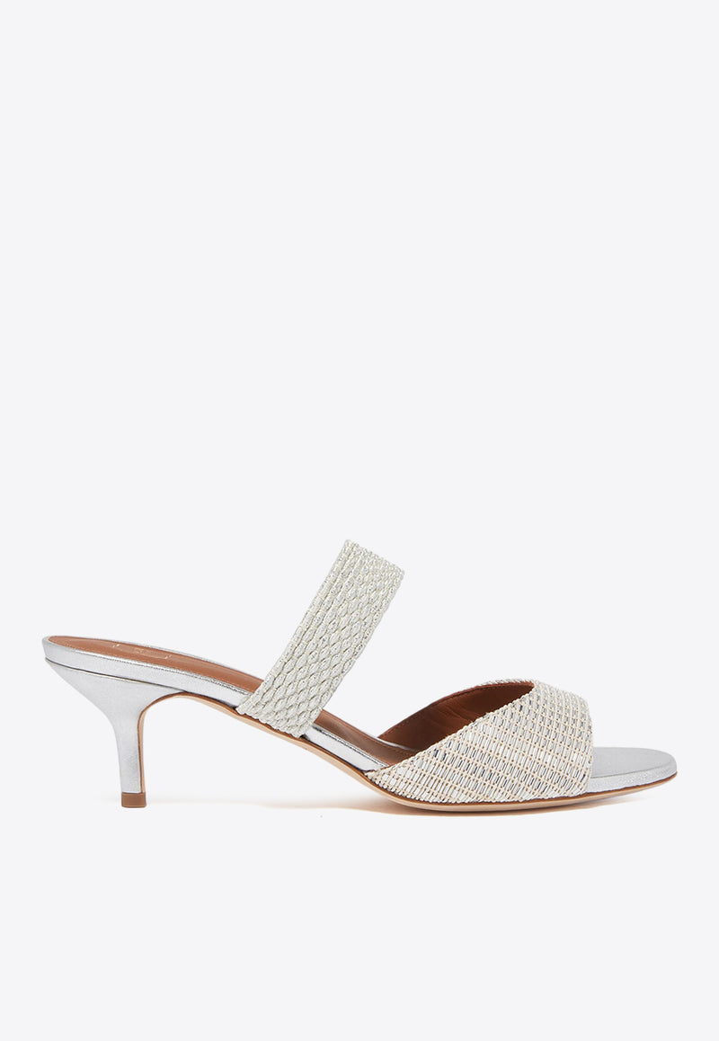 Malone Souliers Milena 45 Woven Heeled Sandals Silver MILENA 45-2 SILVER/SILVER