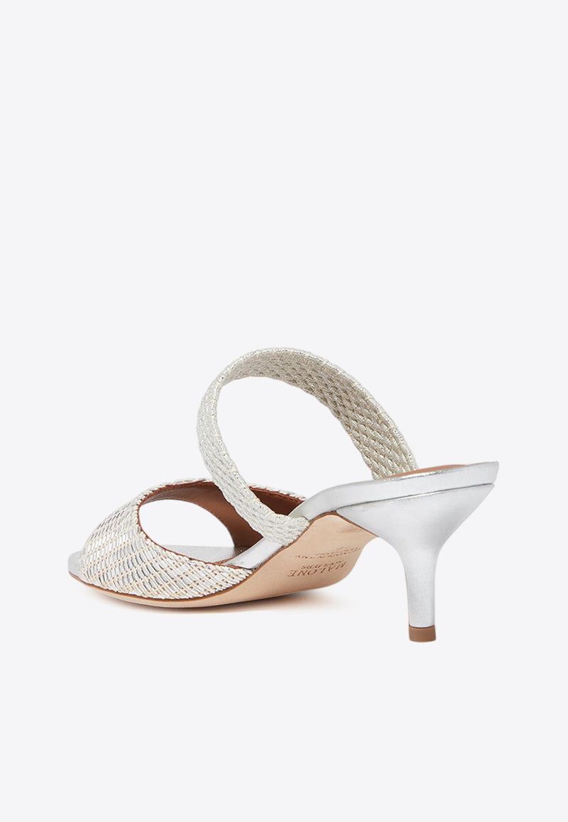 Malone Souliers Milena 45 Woven Heeled Sandals Silver MILENA 45-2 SILVER/SILVER