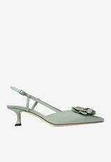 Jimmy Choo Mimmi 50 Nappa Leather Slingback Pumps Green MIMMI SB 50 GVJ VERDE/VERDE