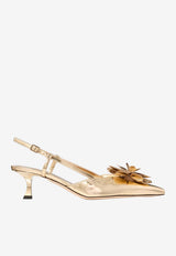 Jimmy Choo Mimmi 50 Metallic Leather Slingback Pumps Gold MIMMI SB 50 GXK GOLD/GOLD