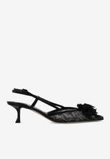 Jimmy Choo Mimmi 50 Slingback Lace Pumps Black MIMMI SB 50 GZS BLACK/BLACK