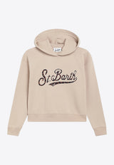 MC2 Saint Barth Kids Girls Leopard Print Logo Hoodie Beige MIND00401071I/R_MC2-11EMB