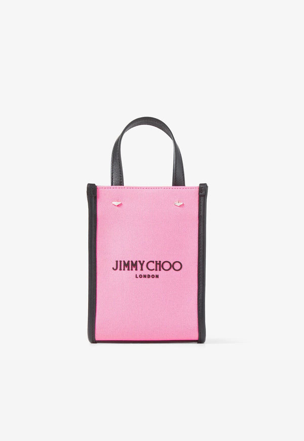 Jimmy Choo Mini Logo Tote Bag MINI N/S TOTE CZM CANDY PINK/BLACK/SILVER