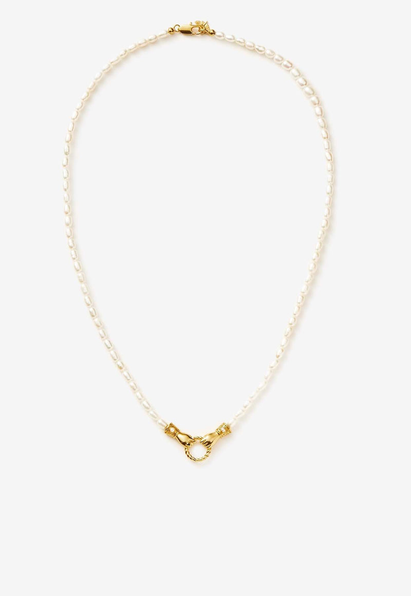 Missoma Jewellery X Harris Reed Medium In Good Hands Pearl Necklace Pearl MJ-G-N14-WPGOLD