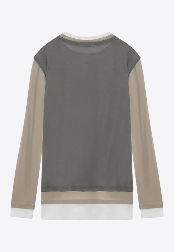 Miu Miu Logo Patch Layered Mini T-shirt Dress Multicolor MJA906OOO11QG/R_MIU-F04MU