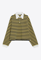 Miu Miu Striped Long-Sleeved Polo T-shirt Yellow MJL075OOO17OU/R_MIU-F03QG