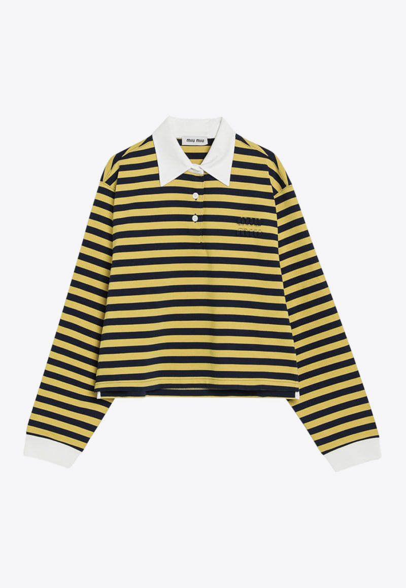 Miu Miu Striped Long-Sleeved Polo T-shirt Yellow MJL075OOO17OU/R_MIU-F03QG