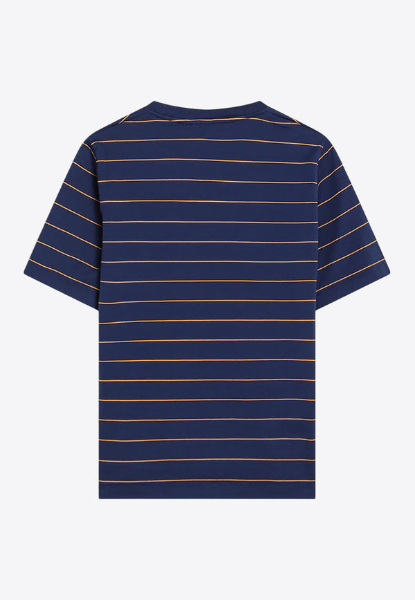 Miu Miu Logo Patch Striped T-shirt Blue MJN537OOO14RT/Q_MIU-F0XEI