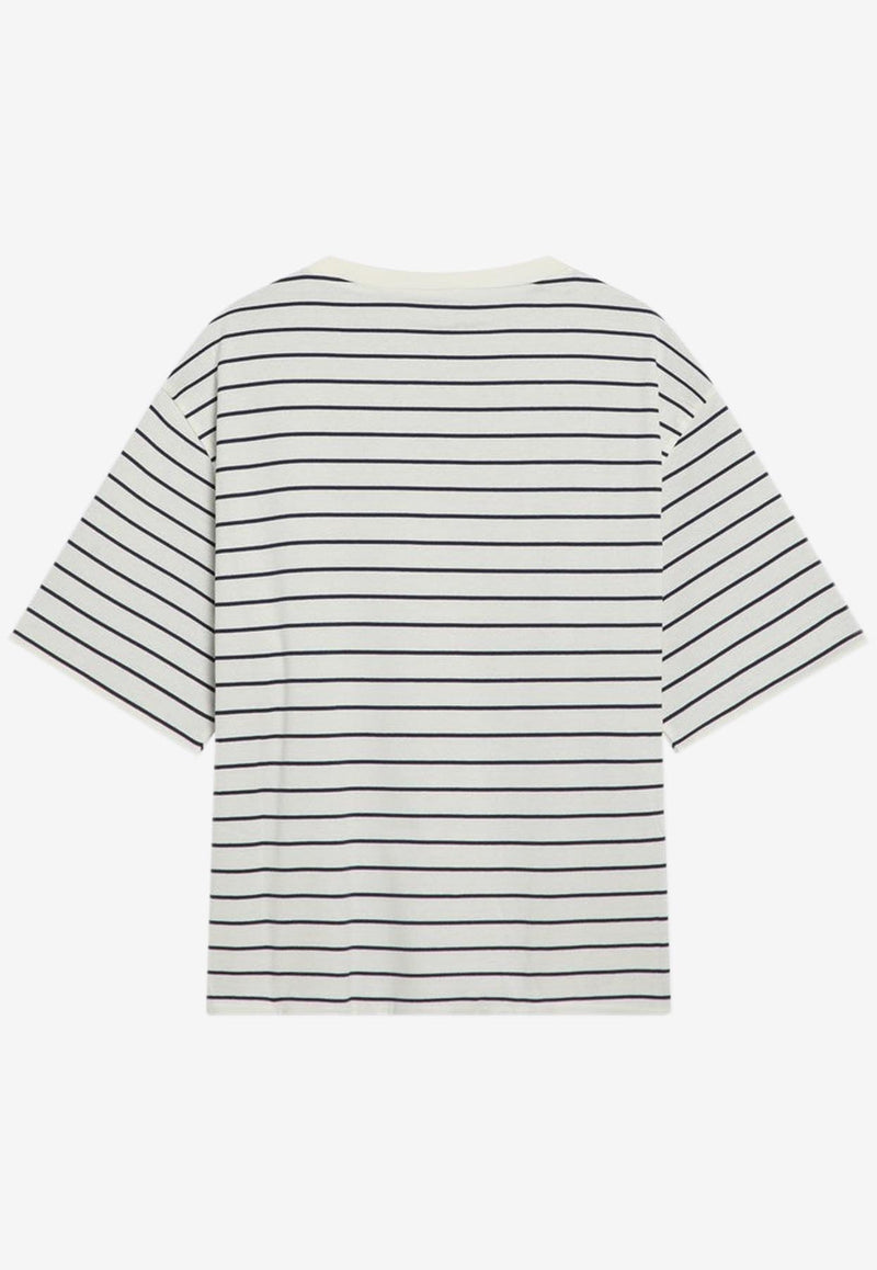 Miu Miu Striped Crewneck T-shirt White MJN569OOO17UY/R_MIU-F04QA