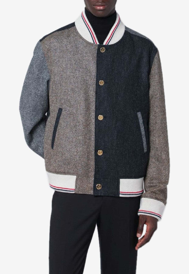 Thom Browne Colorblocked Wool Bomber Jacket Multicolor MJO099F05385/R_THOMB-996