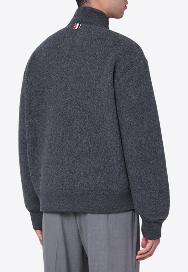 Thom Browne Zip-Up Wool Cardigan Gray MJT526AJ0100/R_THOMB-015