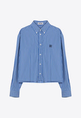 Miu Miu Logo Embroidered Striped Shirt Blue MK1659AM115PI/P_MIU-F0013