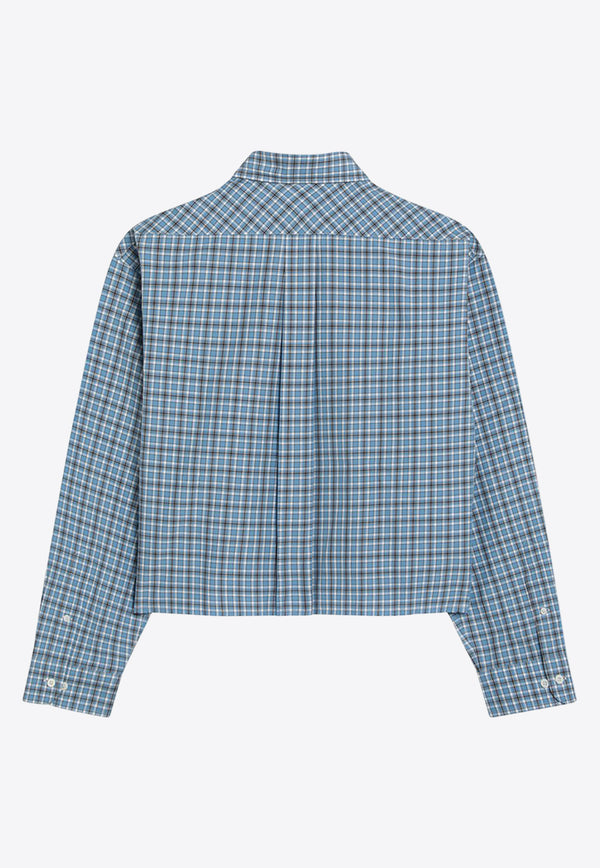 Miu Miu Checked Cropped Shirt Blue MK1659OOO16MK/Q_MIU-F0QY6