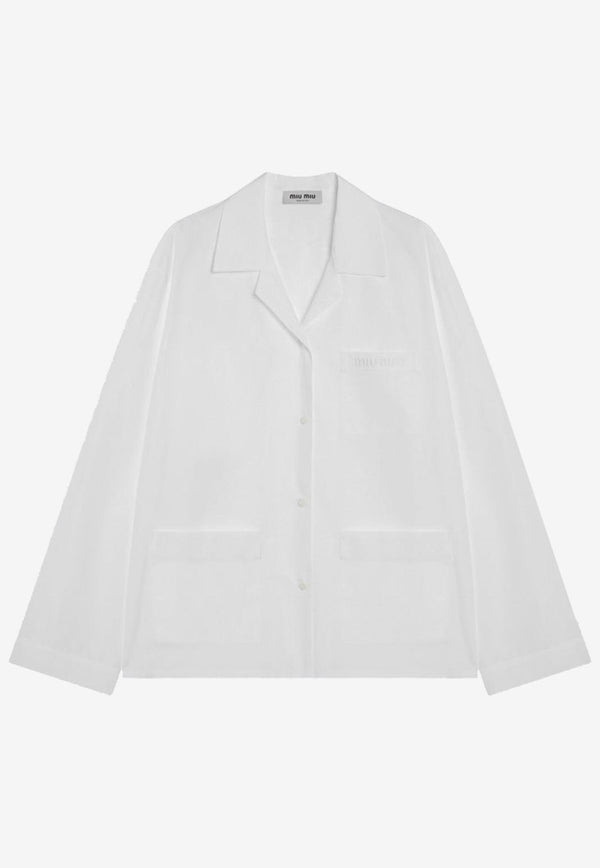 Miu Miu Long-Sleeved Poplin Shirt White MK1884OOO15UL/Q_MIU-F0009