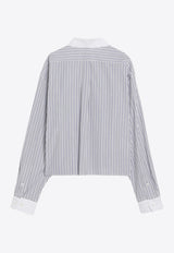 Miu Miu Embroidered Logo Striped Shirt Light Blue MK1971OOO174T/R_MIU-F0963