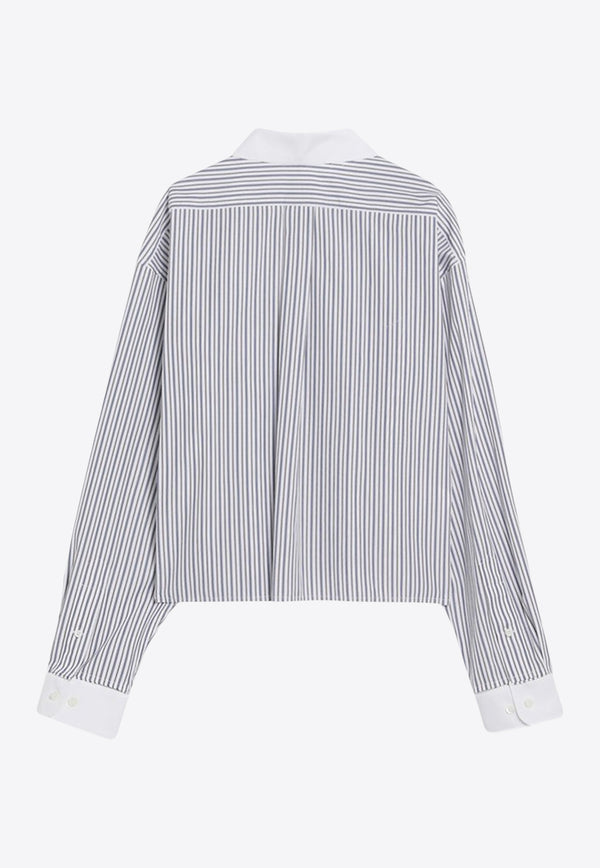 Miu Miu Embroidered Logo Striped Shirt Light Blue MK1971OOO174T/R_MIU-F0963
