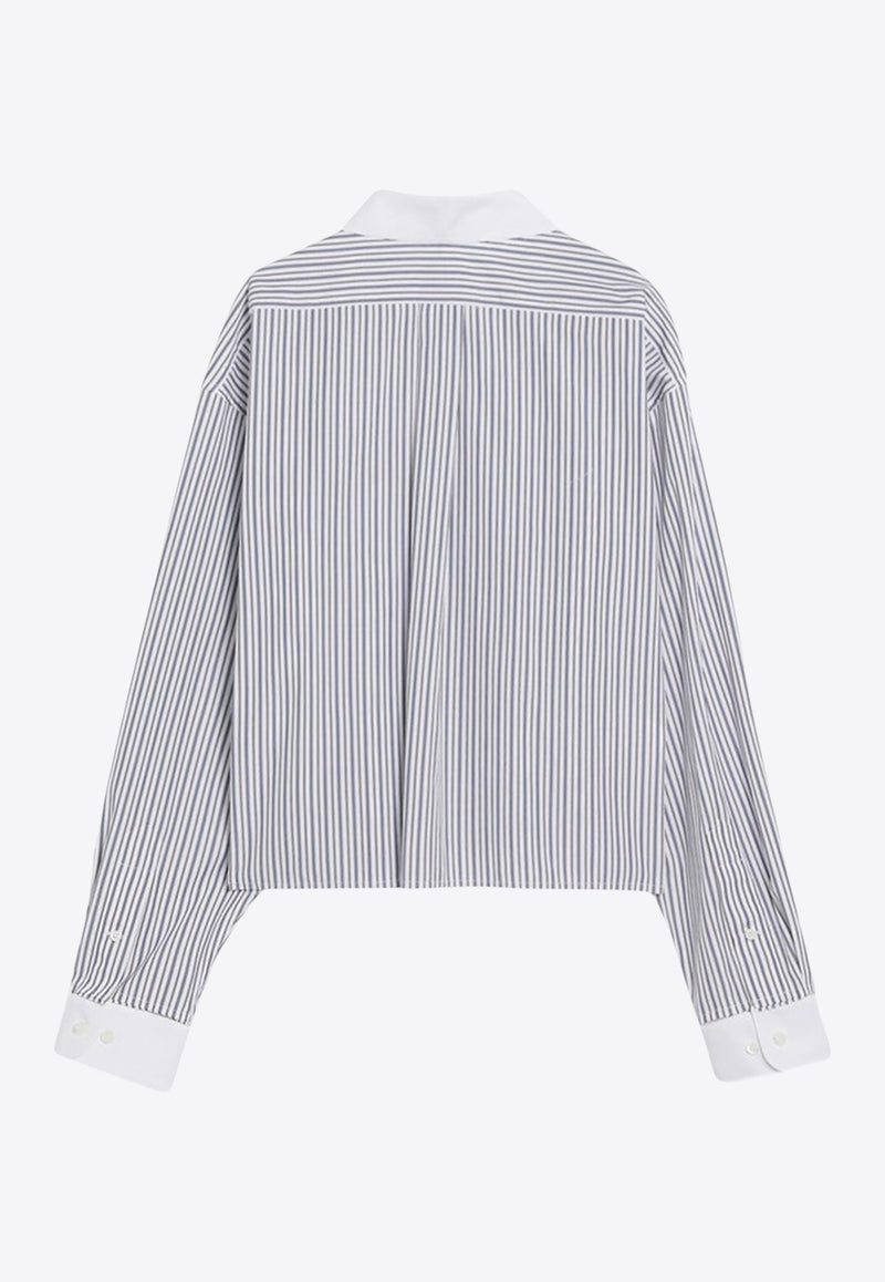 Miu Miu Embroidered Logo Striped Shirt Light Blue MK1971OOO174T/R_MIU-F0963
