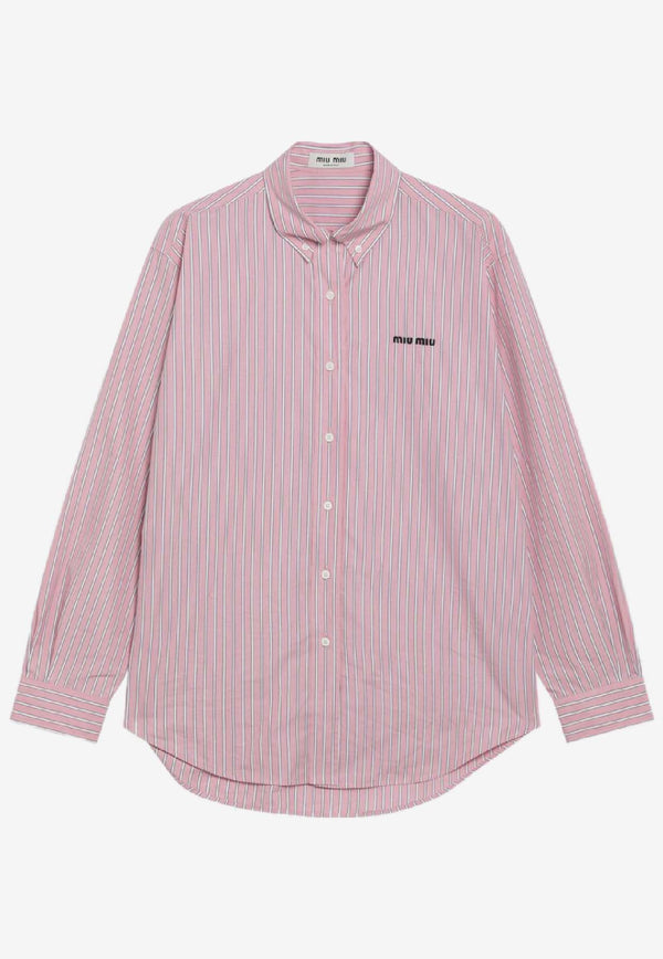 Miu Miu Striped Oversize Poplin Shirt Pink MK2007OOO180U/S_MIU-F0028