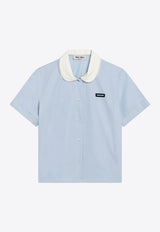 Miu Miu Brand Label Buttoned Shirt Light Blue MK2020OOO10IV/S_MIU-F0013