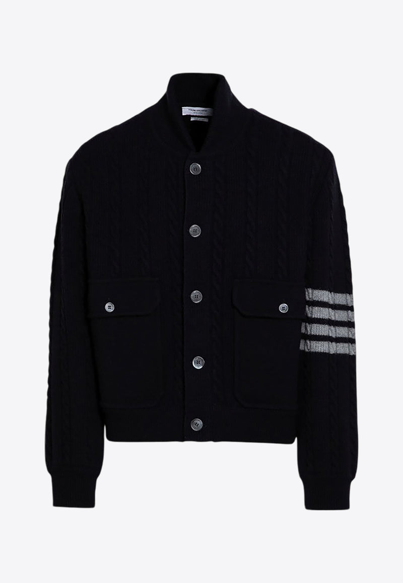 Thom Browne 4-bar Stripes Cable Knit Cardigan Navy MKJ119AY1019/P_THOMB-415