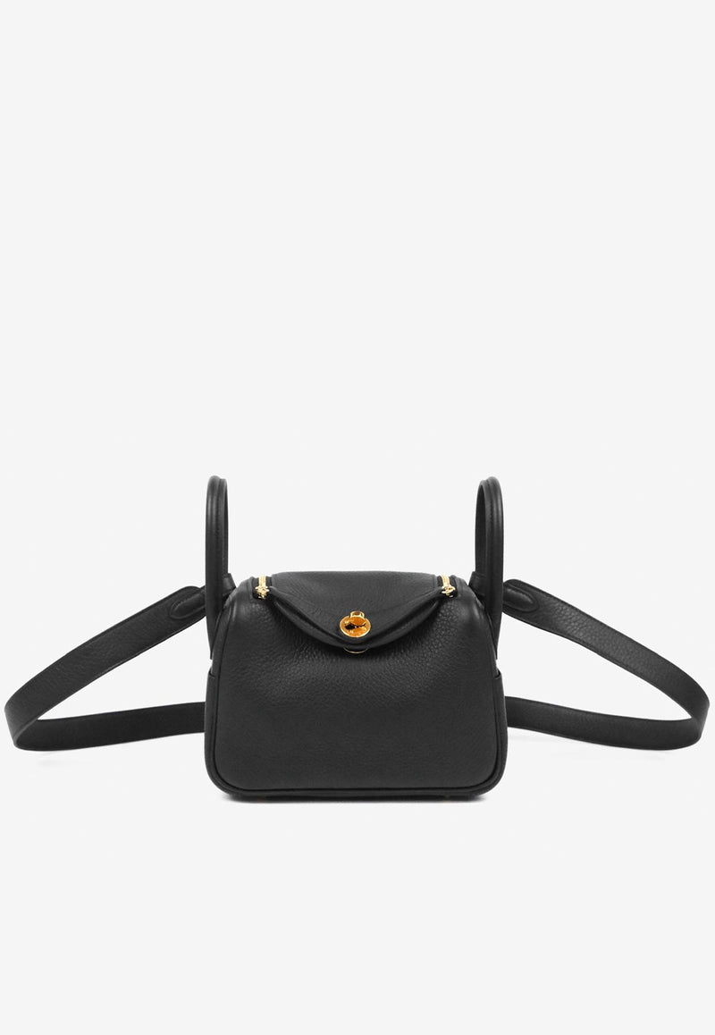 حقيبة ميني ليندي 20 من جلد توريليون كليمنس باللون الأسود مع أجزاء معدنية ذهبية