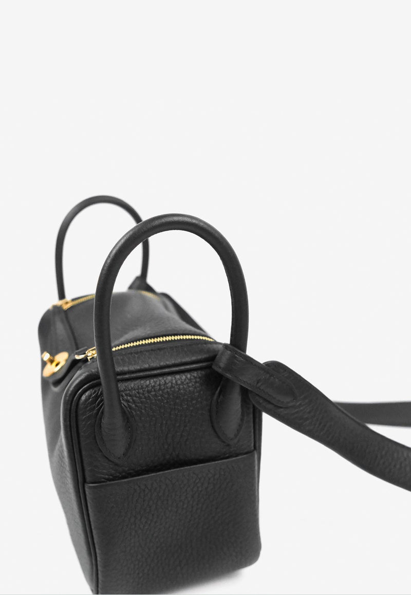 حقيبة ميني ليندي 20 من جلد توريليون كليمنس باللون الأسود مع أجزاء معدنية ذهبية