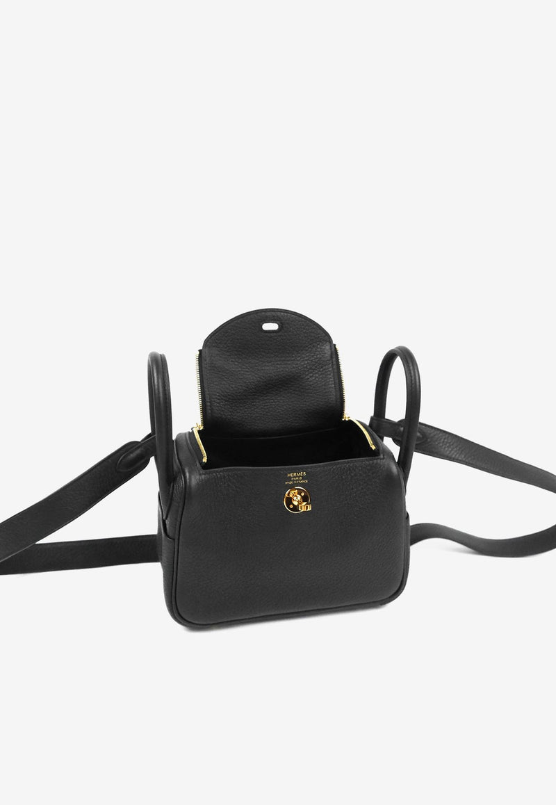 حقيبة ميني ليندي 20 من جلد توريليون كليمنس باللون الأسود مع أجزاء معدنية ذهبية