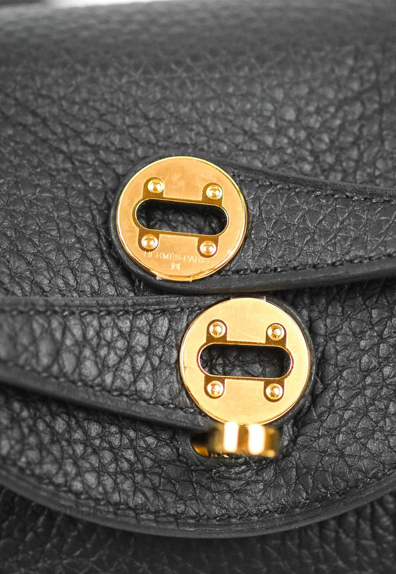 حقيبة ميني ليندي 20 من جلد توريليون كليمنس باللون الأسود مع أجزاء معدنية ذهبية