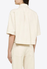 Brunello Cucinelli Short-Sleeved Denim Shirt White ML996MH636CO/O_CUCIN-C8739