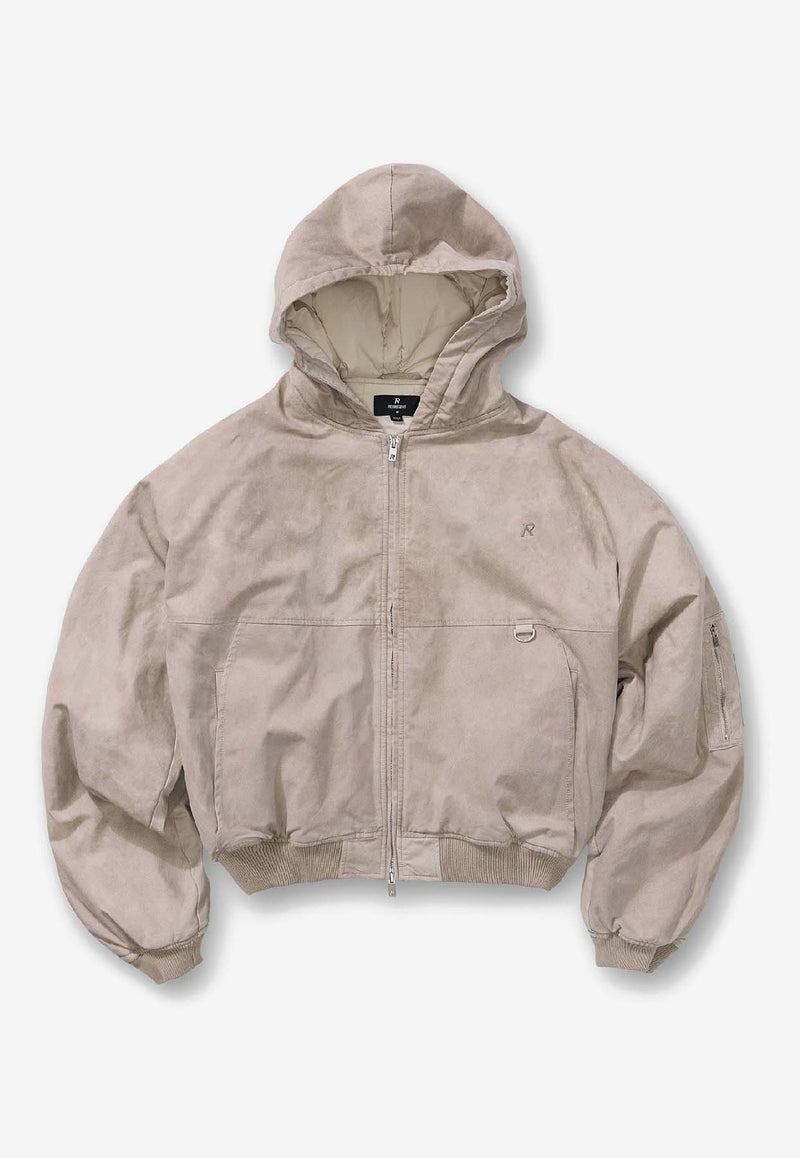 Represent Monogram Plaque Zip-Up Hooded Sweatshirt Beige MLM100127-25_BEIGE