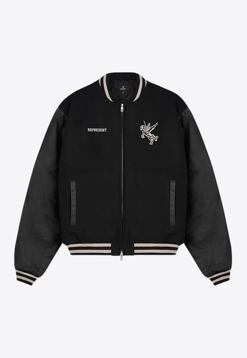 Represent Mascot Embroidered Varsity Bomber Jacket Black MLM1127-001BLACK