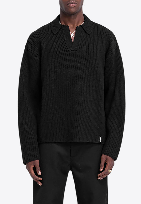 Represent Ribbed Knit Polo Sweater Black MLM3068-001BLACK