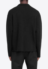 Represent Ribbed Knit Polo Sweater Black MLM3068-001BLACK