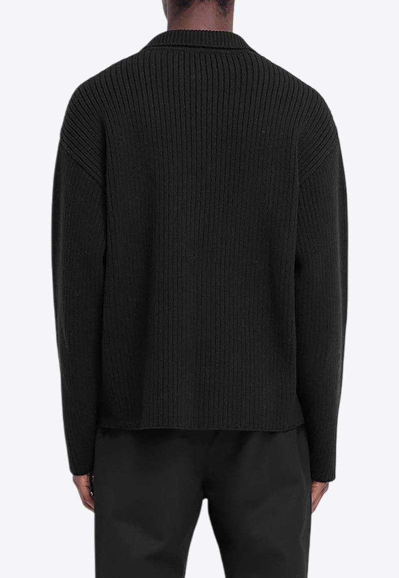 Represent Ribbed Knit Polo Sweater Black MLM3068-001BLACK